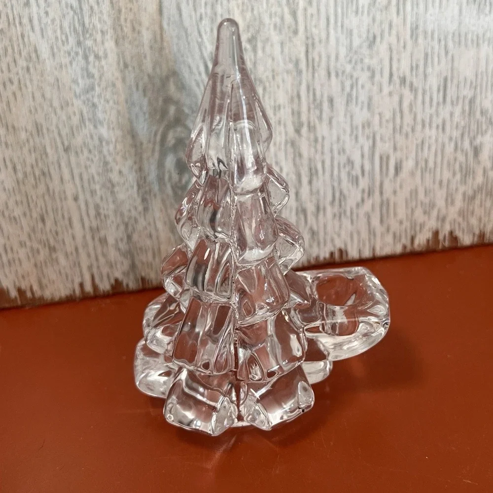 Biedermann Glass‎ Christmas Tree Small Candle Holder 4 inches Vintage